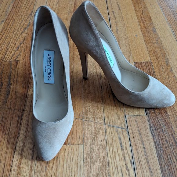 Jimmy Choo nude Bridget suede stilettos - Picture 7 of 9